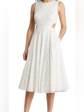 Eliza J Ivory Sequin Midi Dress